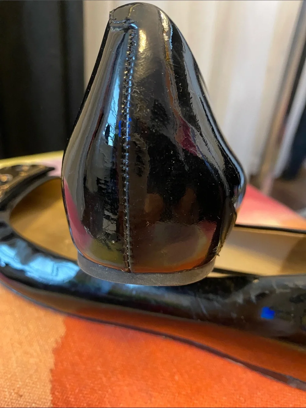 Tory Burch Black Patent Leather Ballet Flats with Gold Logo